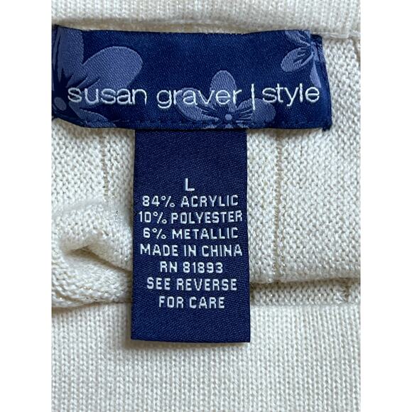 Susan Graver Style Women’s Pleated Maxi Skirt, Ivory Metallic Knit, Size L - Picture 3 of 6